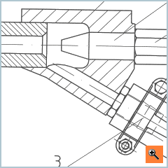 Sectional drawing of the injector sandblasting pistol operating according to the suction system